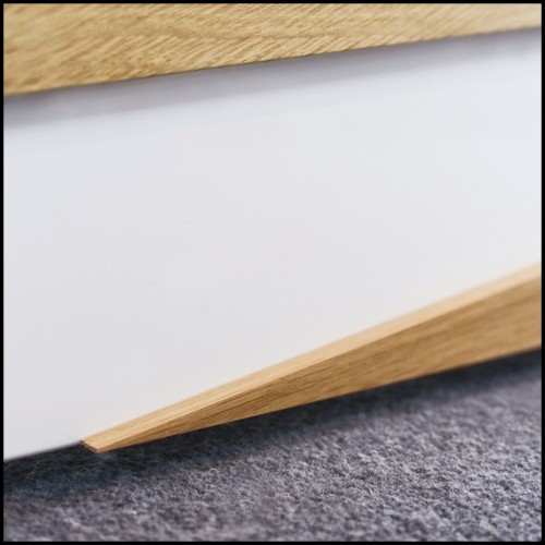 Paravent à 4 panneaux rabattables en bois de chêne massif laqué blanc piano PC-Yoko