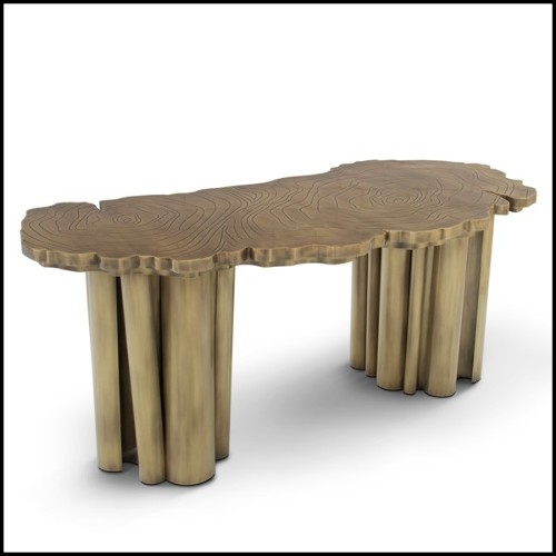 Bureau avec structure en laiton massif patiné brillant 145-Veining Brass Patina