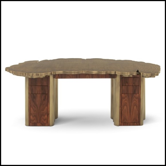 Bureau avec structure en laiton massif patiné brillant 145-Veining Brass Patina