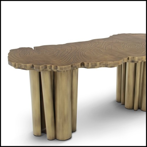 Bureau avec structure en laiton massif patiné brillant 145-Veining Brass Patina