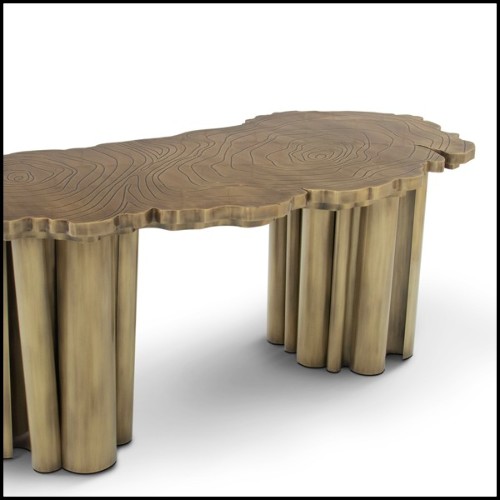 Bureau avec structure en laiton massif patiné brillant 145-Veining Brass Patina