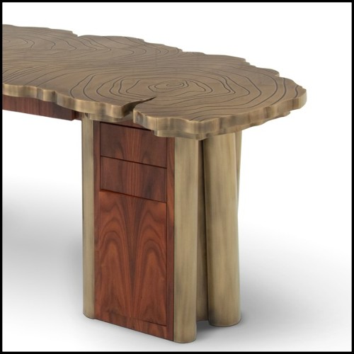 Bureau avec structure en laiton massif patiné brillant 145-Veining Brass Patina