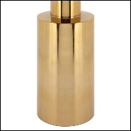 Side table with polished and gilded metal base and  white stone top 162-White Stone