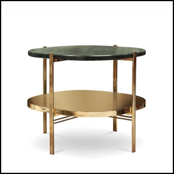 Side table with structure in solid polished brass with solid Guatemala marble top 169-Guatemala Marble