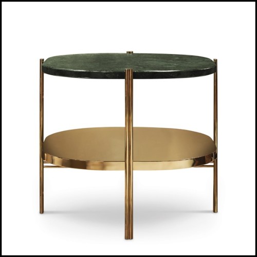 Side table with structure in solid polished brass with solid Guatemala marble top 169-Guatemala Marble