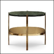 Table d'appoint avec structure en laiton massif poli avec dessus en marbre Guatemala massif 169-Guatemala