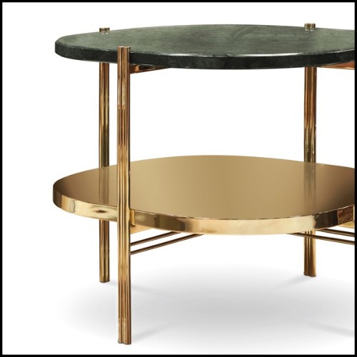 Table d'appoint avec structure en laiton massif poli avec dessus en marbre Guatemala massif 169-Guatemala