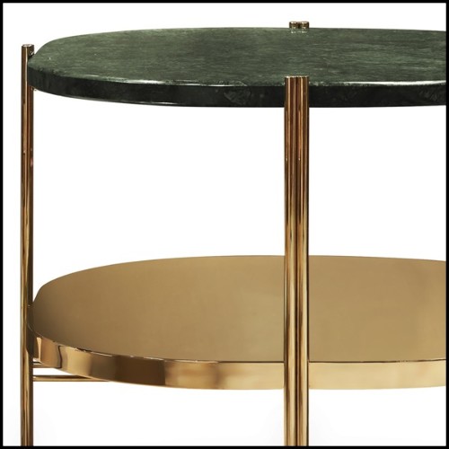 Table d'appoint avec structure en laiton massif poli avec dessus en marbre Guatemala massif 169-Guatemala
