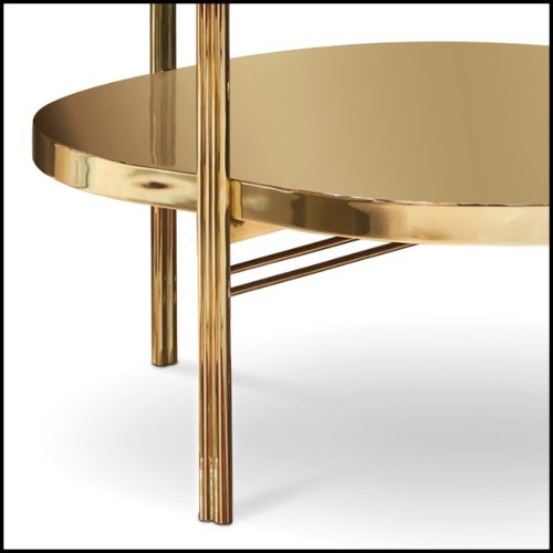 Table d'appoint avec structure en laiton massif poli avec dessus en marbre Guatemala massif 169-Guatemala