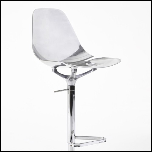 Tabouret de bar en aluminium poli finition chromé 107-Needle Swivel