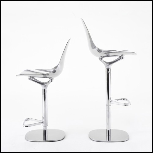 Tabouret de bar en aluminium poli finition chromé 107-Needle Swivel