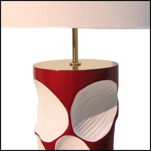 Table lamp with structure in fiberglass in red laquered finish 155-Allia