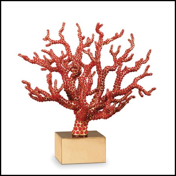 Sculpture réalisée à la main avec cabochons de corail rouge 172-Red Coral