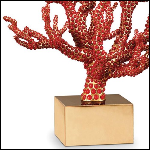 Sculpture handcrafted with red coral cabochons 172-Red Coral
