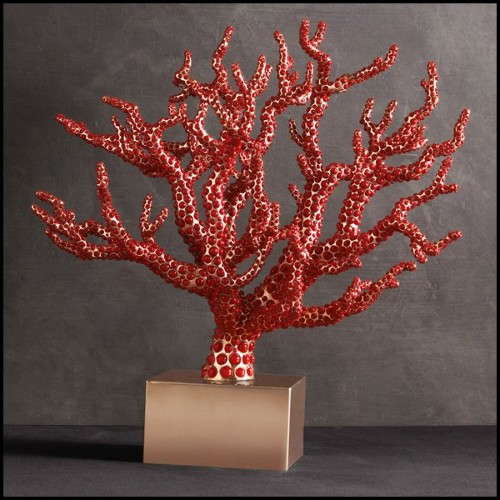 Sculpture handcrafted with red coral cabochons 172-Red Coral