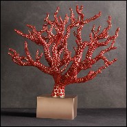 Sculpture réalisée à la main avec cabochons de corail rouge 172-Red Coral