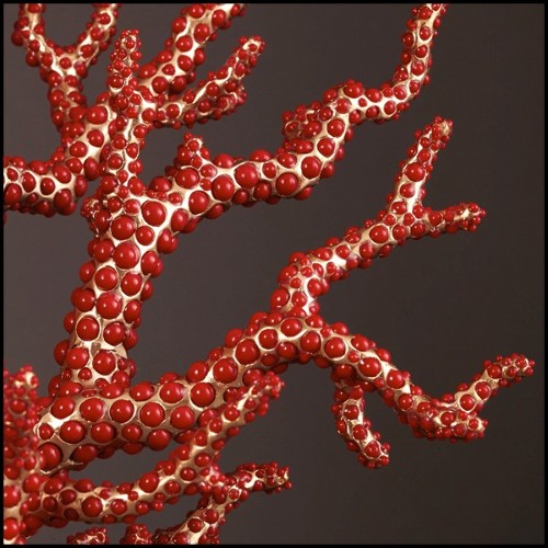Sculpture réalisée à la main avec cabochons de corail rouge 172-Red Coral