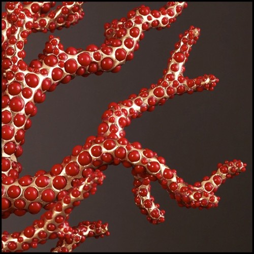Sculpture réalisée à la main avec cabochons de corail rouge 172-Red Coral