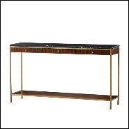 Console table with structure in steel in brass finish with solid oak and walnut structure 173-Carolina