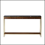Console table with structure in steel in brass finish with solid oak and walnut structure 173-Carolina