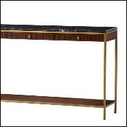 Console table with structure in steel in brass finish with solid oak and walnut structure 173-Carolina