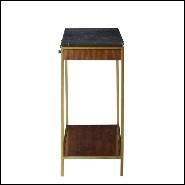 Console avec structure en acier finition laiton et bois de chêne massif et de noyer 173-Carolina