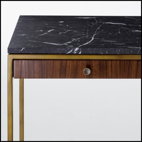 Console table with structure in steel in brass finish with solid oak and walnut structure 173-Carolina