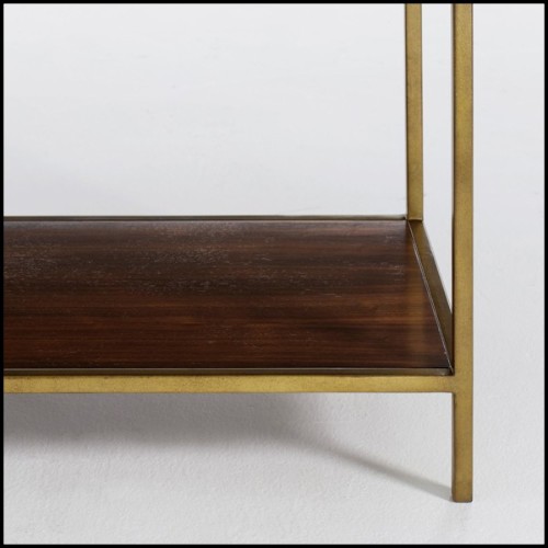 Console table with structure in steel in brass finish with solid oak and walnut structure 173-Carolina
