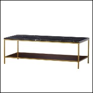 Long coffee table with structure in metal in brass finish and solid oak and walnut structure 173-Carolina
