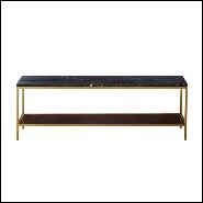 Long coffee table with structure in metal in brass finish and solid oak and walnut structure 173-Carolina