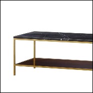 Table basse avec structure en métal finition laiton et bois de chêne massif et de noyer 173-Carolina