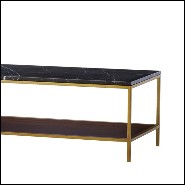 Long coffee table with structure in metal in brass finish and solid oak and walnut structure 173-Carolina