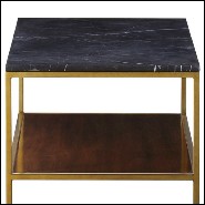 Table basse avec structure en métal finition laiton et bois de chêne massif et de noyer 173-Carolina
