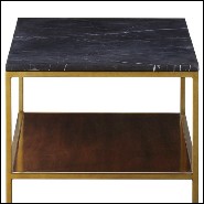 Table basse avec structure en métal finition laiton et bois de chêne massif et de noyer 173-Carolina