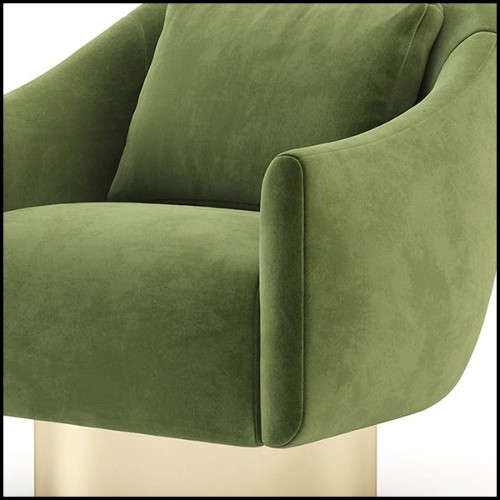 Armchair with polished stainless steel base in gold finish and high quality green velvet fabric 174-Howard
