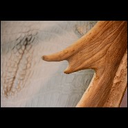 Trône en alligator blanc et bois d'élan naturel PC-White Alligator