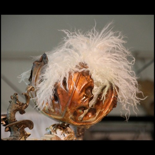 Trône en alligator blanc et bois d'élan naturel PC-White Alligator