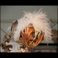 Trône en alligator blanc et bois d'élan naturel PC-White Alligator