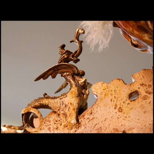 Trône en alligator blanc et bois d'élan naturel PC-White Alligator