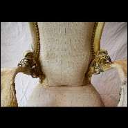 Trône en alligator blanc et bois d'élan naturel PC-White Alligator