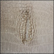 Trône en alligator blanc et bois d'élan naturel PC-White Alligator