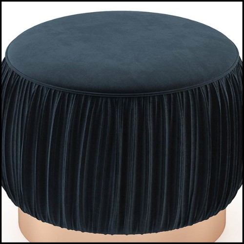 Stool upholstered and covered with high quality deep blue fabric 174-Mahalian Medium