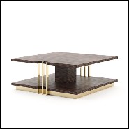 Coffee table made in solid matte ebony wood and with polished stainless steel frame in gold finish 174-Clark Ebony