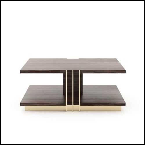 Coffee table made in solid matte ebony wood and with polished stainless steel frame in gold finish 174-Clark Ebony