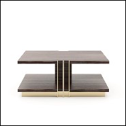 Coffee table made in solid matte ebony wood and with polished stainless steel frame in gold finish 174-Clark Ebony