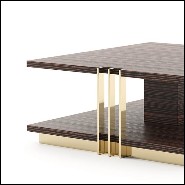 Coffee table made in solid matte ebony wood and with polished stainless steel frame in gold finish 174-Clark Ebony