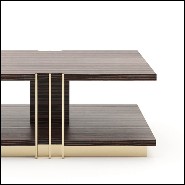 Table basse en bois d'ébène mat avec structure en acier inoxydable poli finition Gold 174-Clark Ebony