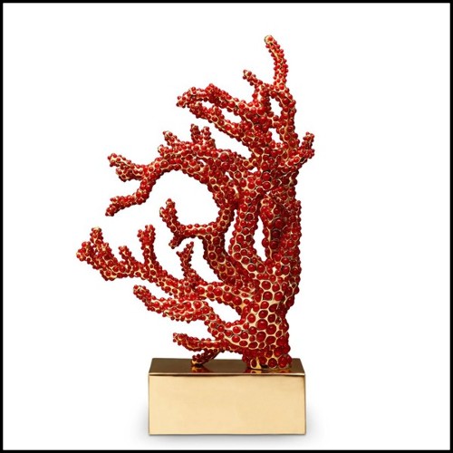 Set de 2 sculptures serre livres avec plus de 8 000 cabochons de corail rouge placés à la main 172-Red Coral Set