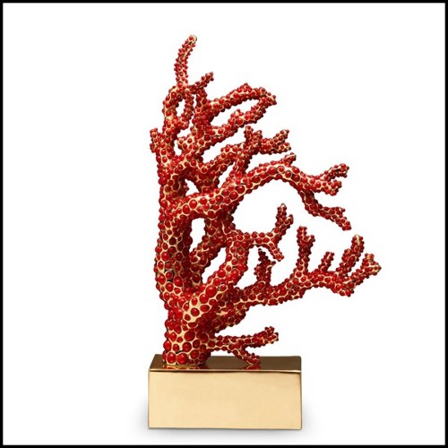 Set de 2 sculptures serre livres avec plus de 8 000 cabochons de corail rouge placés à la main 172-Red Coral Set