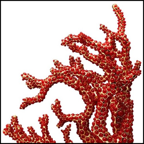 Set de 2 sculptures serre livres avec plus de 8 000 cabochons de corail rouge placés à la main 172-Red Coral Set